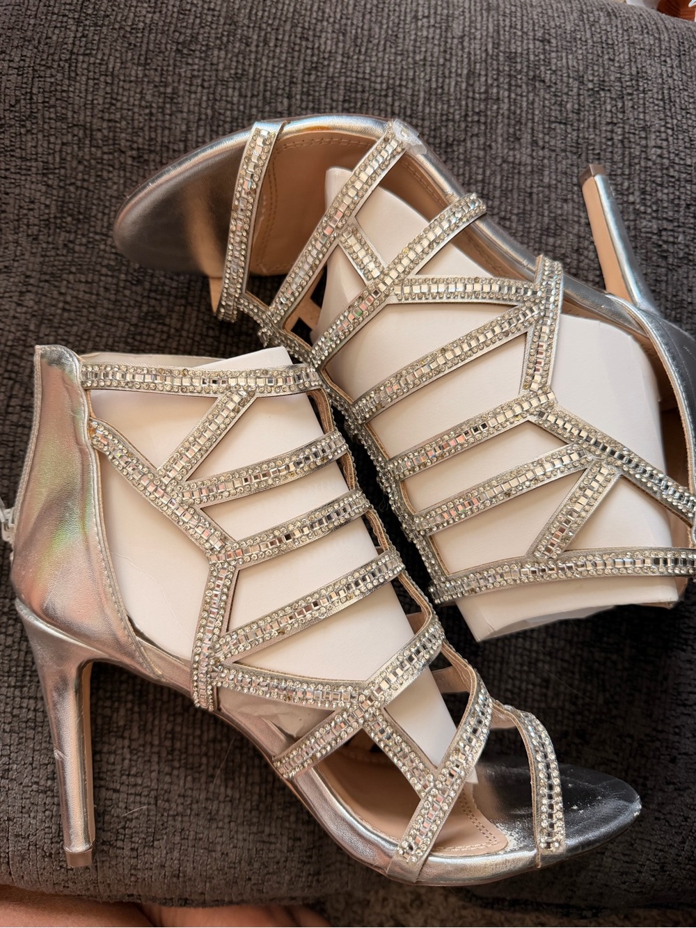 Lauren Lorraine Silver Rae Rhinestone Heels - Picture 3 of 6